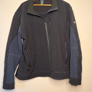 KÜHL Softshell Jacket Mens XXL Black Gray Full Zip Outdoor Hiking Stretch